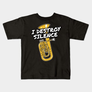 I Destroy Silence Tenor Horn Player Brass Musician Kids T-Shirt